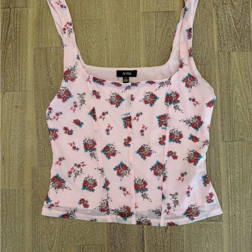AFRM Pink Flower Print Top Small